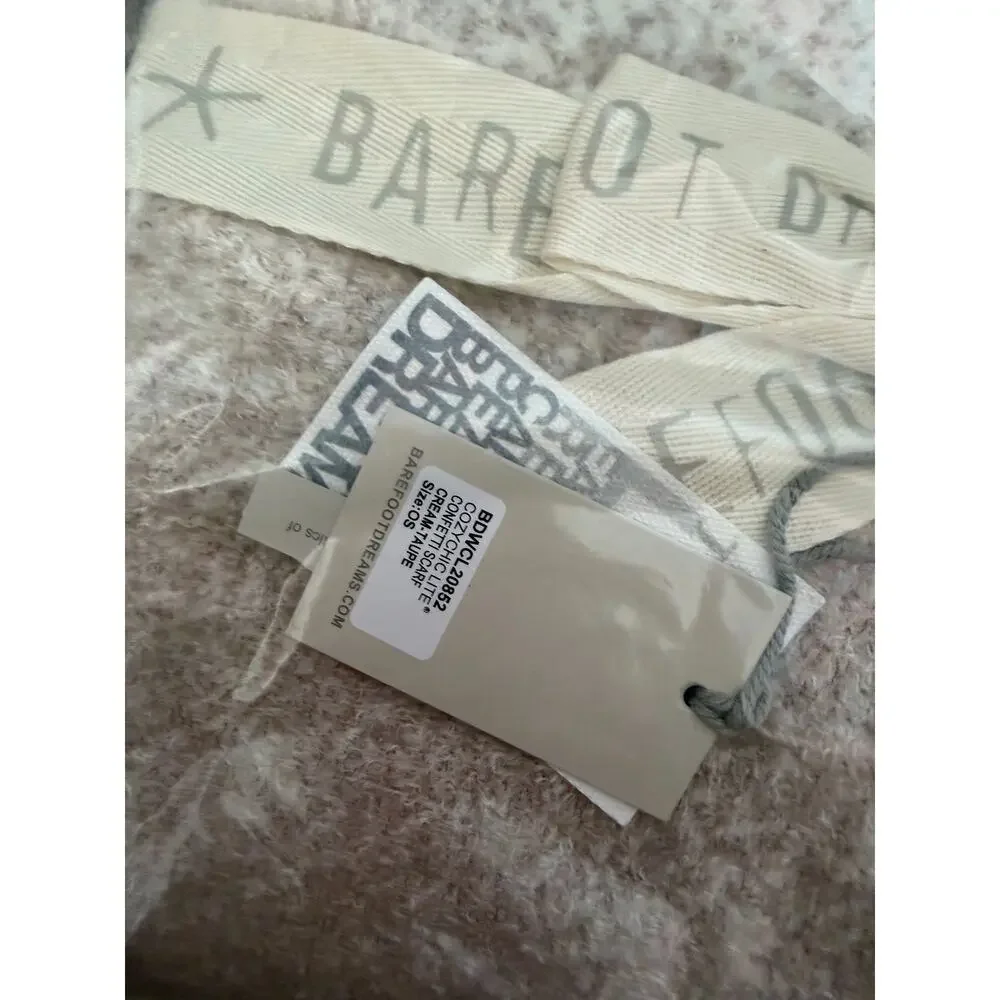 NWT Barefoot Dreams CozyChic Lite Confetti Scarf Taupe OS Soft Plush